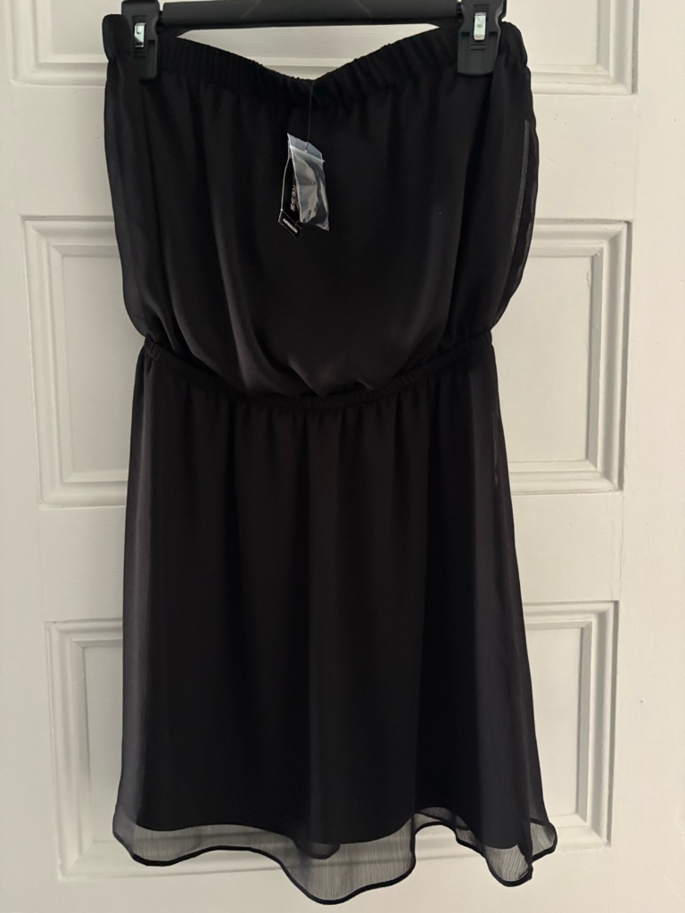 Express Black Strapless Chiffon Blouson Dress